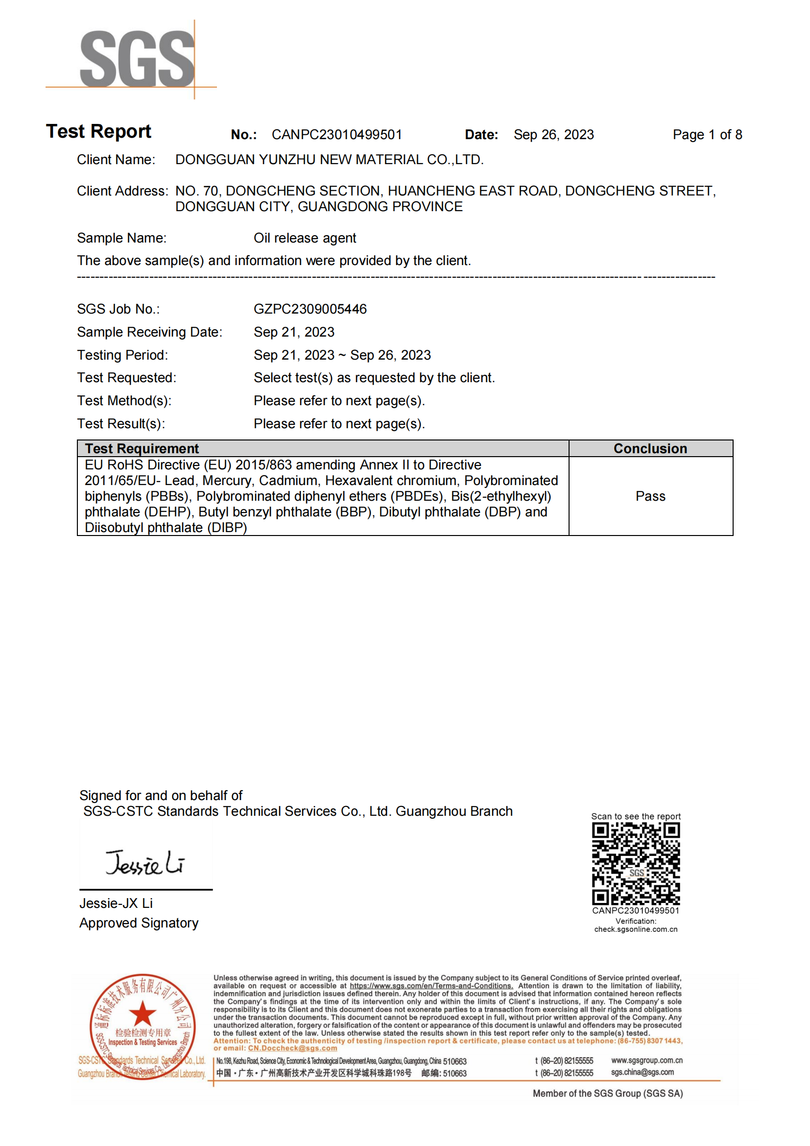 Oil-Based Release Agent SGS